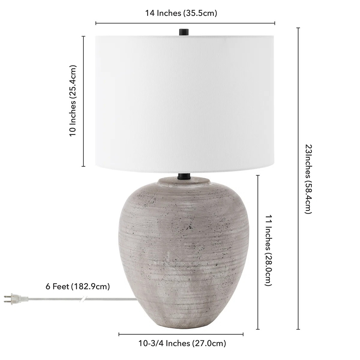 Meinou 23" Tall Ceramic Table Lamp with Fabric Shade in Cool Terracotta/White | Wayfair North America