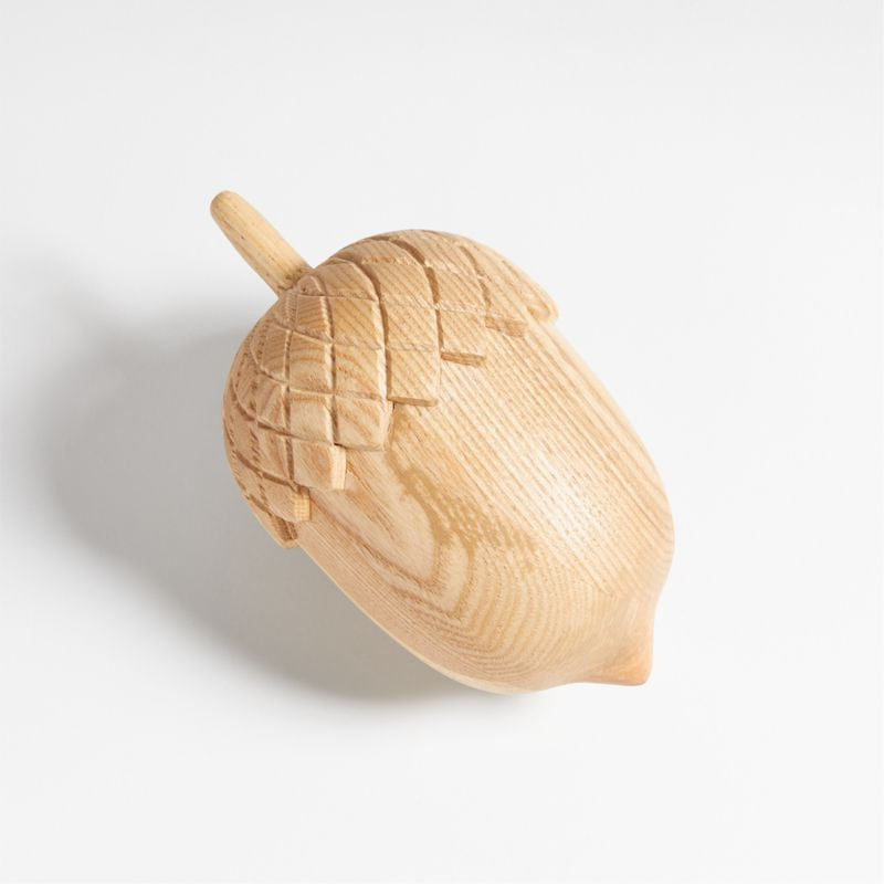 Small Ash Wood Acorn Sculpture | Crate & Barrel | Crate & Barrel
