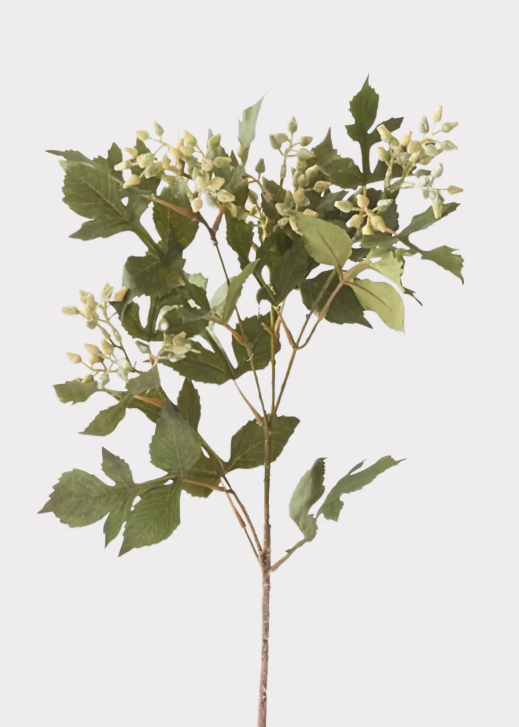 Cream Green Fake Berry and Leaf Branch - 33" | Afloral