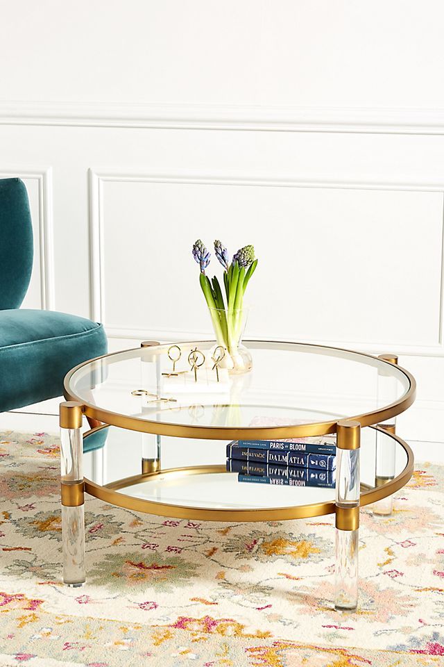 Oscarine Lucite Round Mirrored Coffee Table | Anthropologie (US)