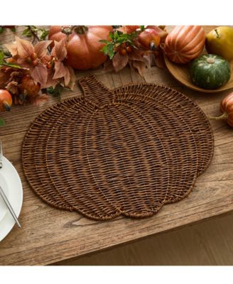 Elrene Wicker Pumpkin-Shaped Woven Placemat - Natural | Macy's