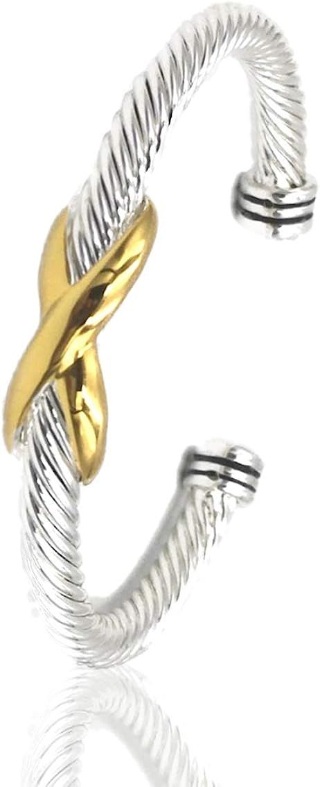 Elegana Bracelet Designer Brand Inspired Antique Women Jewelry Cross Cable Wire Bangle Christmas ... | Amazon (US)