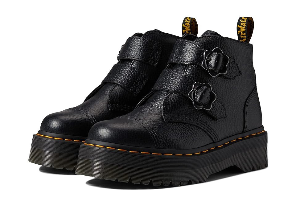 Dr. Martens Devon Flower Women's Shoes Black Milled Nappa : UK 4 (US Women's 6) M, Leather | Zappos