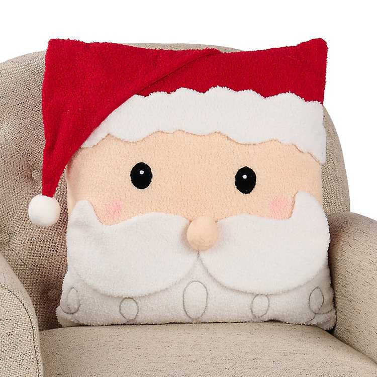 Holly Santa Claus Square Pillow | Kirklands Home | Kirklands