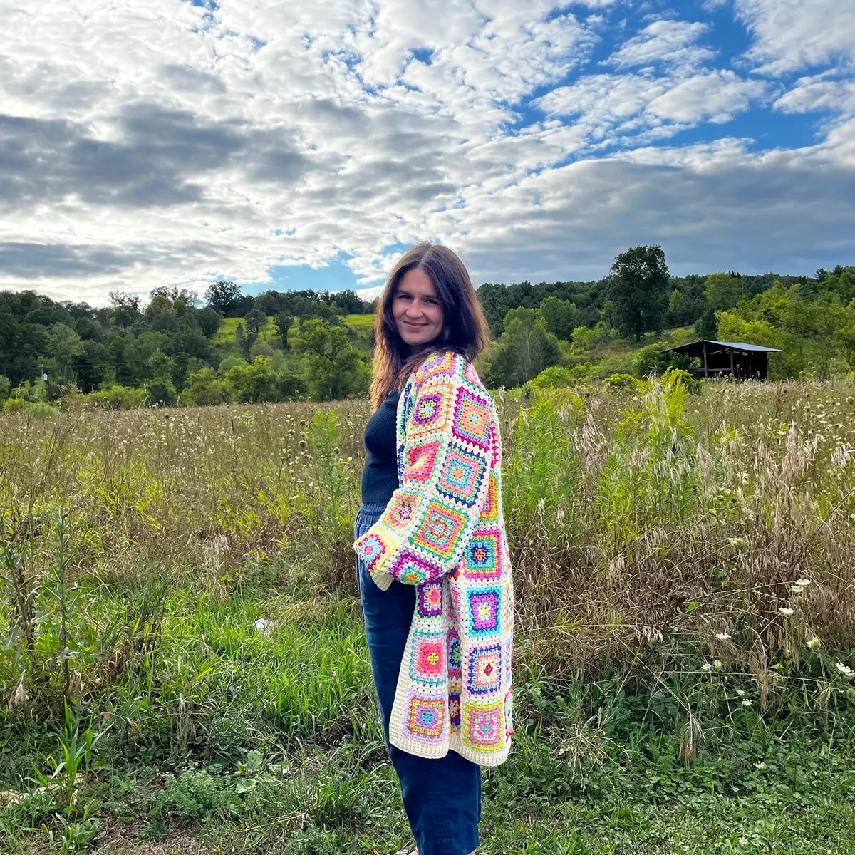 Handmade Colorful Crochet Cardigan, Long Granny Square Coat, Boho Festival Jacket, Vintage Patchw... | Etsy (US)