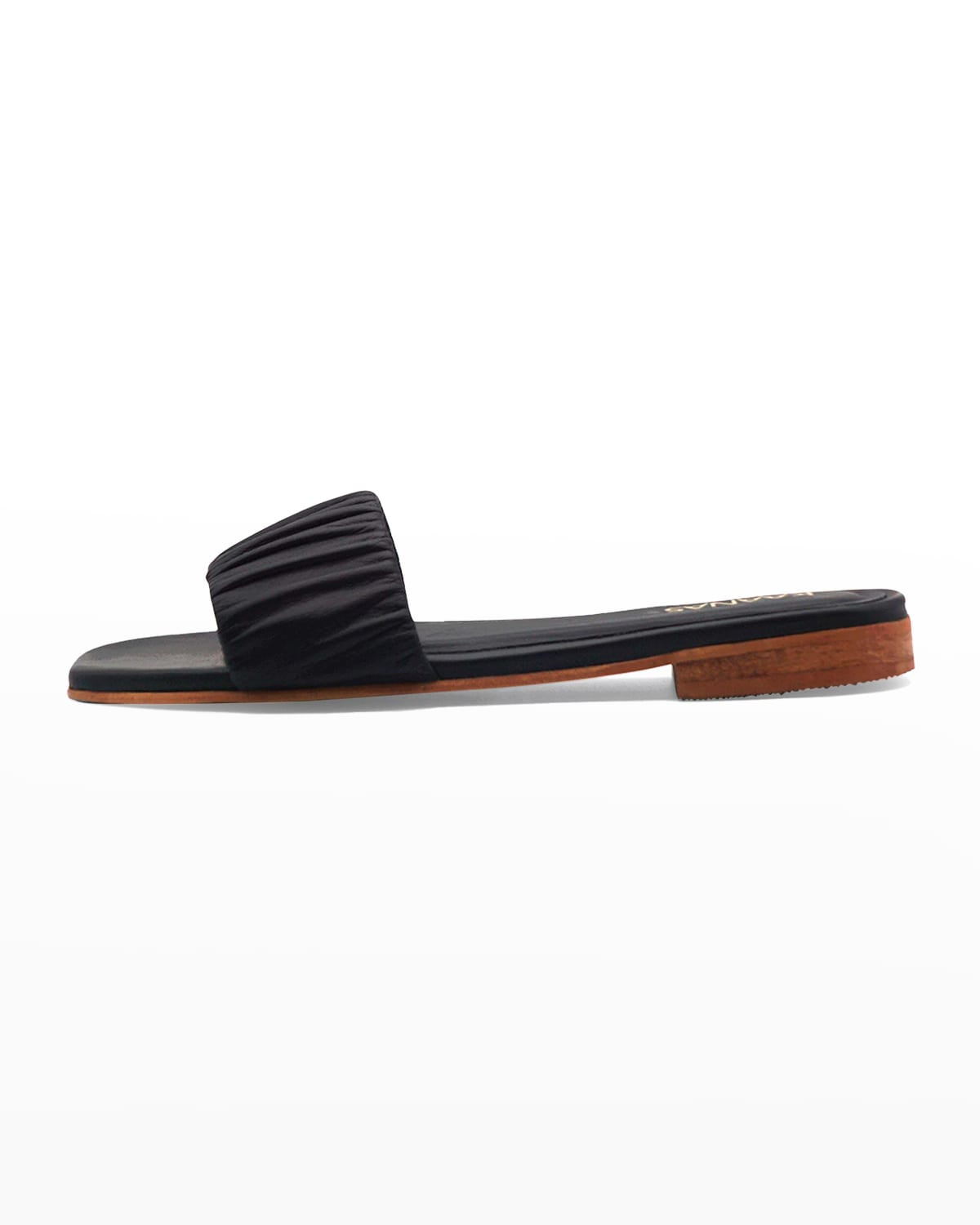 Pekan Ruched Leather Slide Sandals | Neiman Marcus