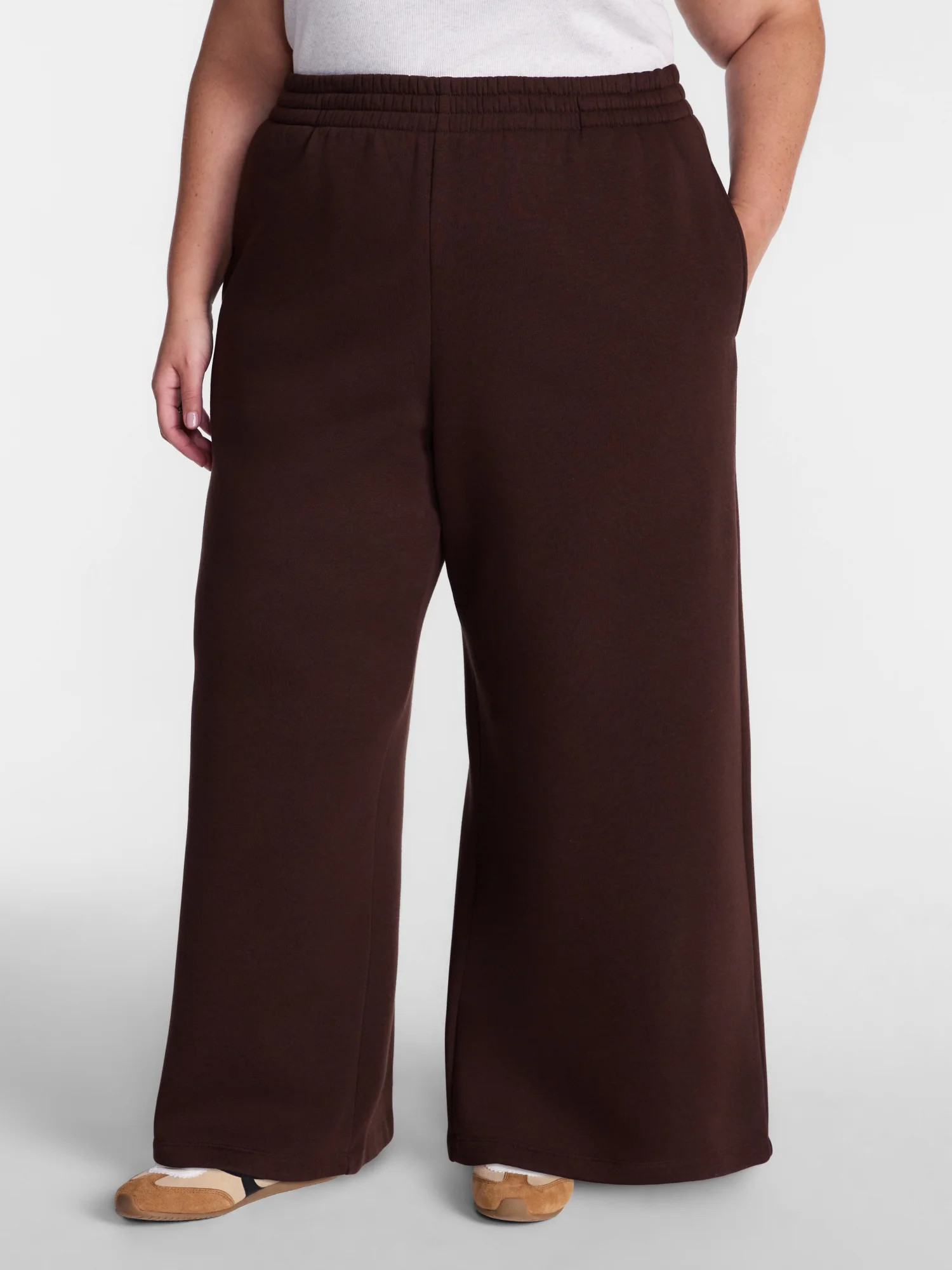 Terra & Sky Women's Plus Fleece Wide Leg Sweatpants, Sizes 0X-5X | Walmart (US)