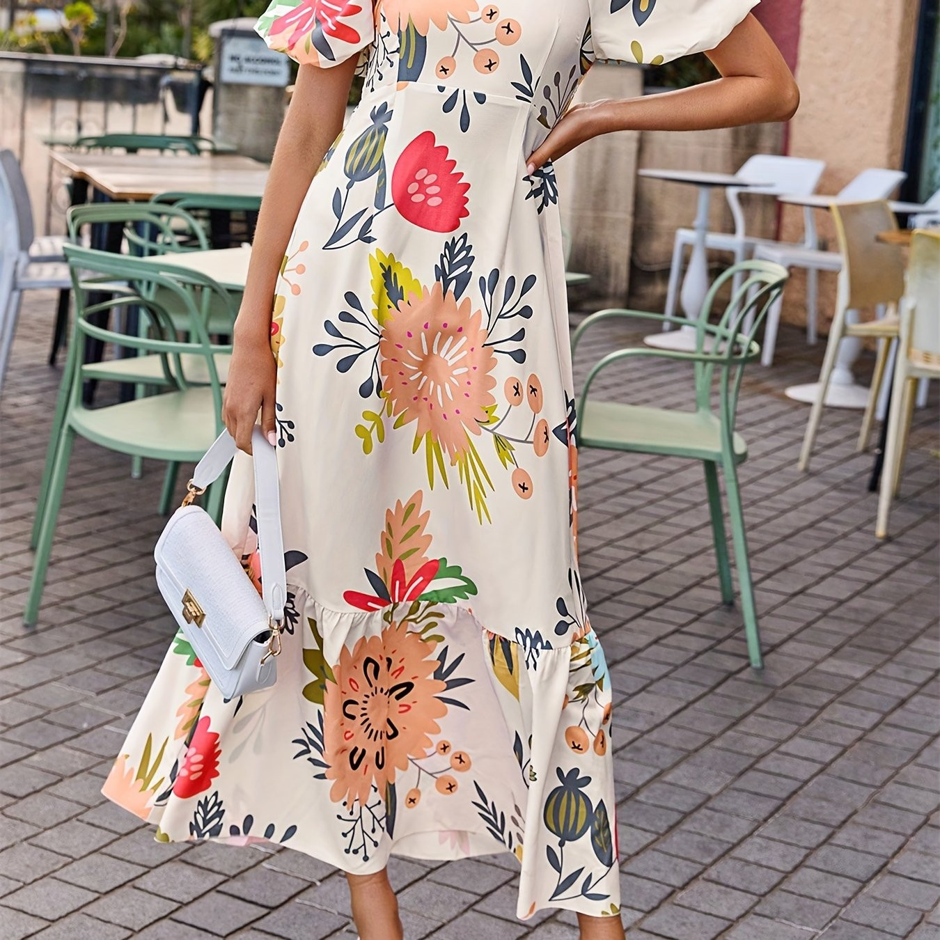 women's floral print maxi dress casual elegant short sleeve - Temu Canada | Temu Affiliate Program