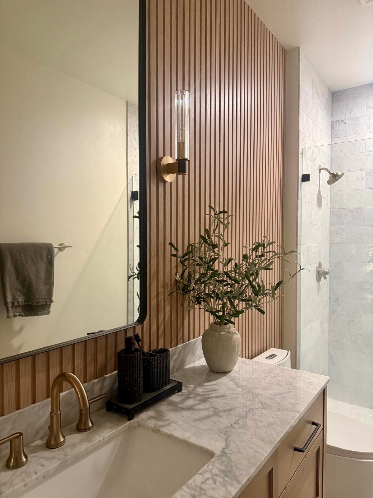 I’ve been using this wall sconce and love how it adds a soft, warm glow while highlighting the texture of the space.

Sharing this one here if you’re looking for a simple way to elevate a bathroom with layered lighting.
@Wayfair 
@Target 
@Thehomedepot
@Amazon

#LTKSaleAlert #LTKU #LTKHome