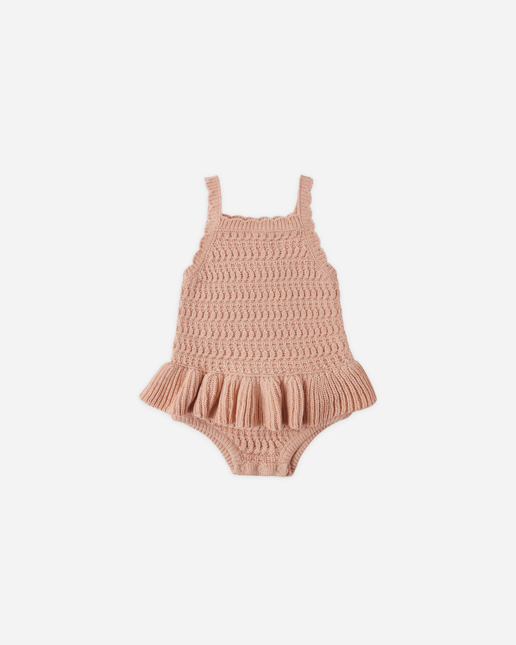 Crochet Ruffle Romper Melon | Rylee + Cru