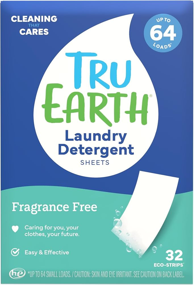 Tru Earth Compact Dry Laundry Detergent, Unscented - Up to 64 Loads (32 Sheets) | Liquidless Dete... | Amazon (US)