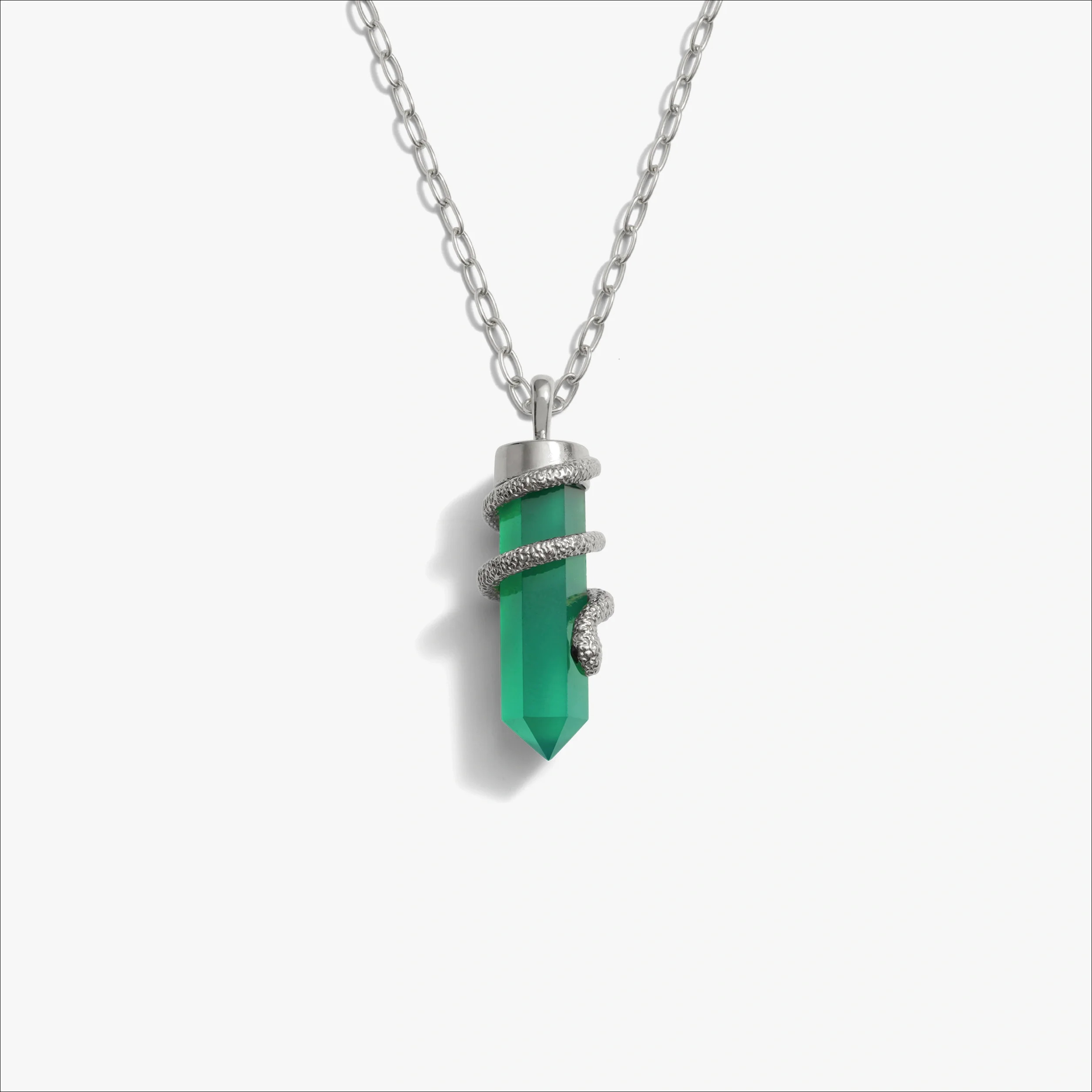 Green Onyx Crystal Snake Necklace | Awe Inspired