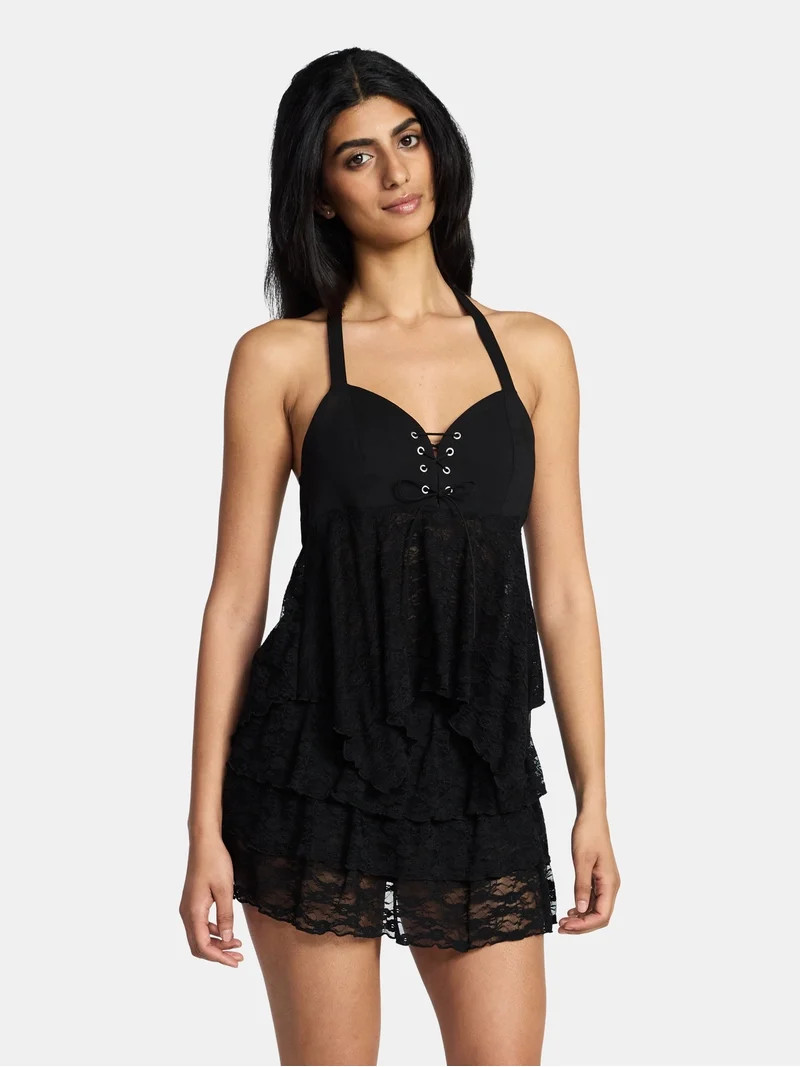 Madden NYC Women's Lace Up Halter Top, Sizes XXS-XXL | Walmart (US)