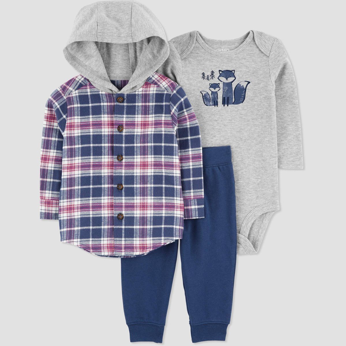 Carter's Just One You® Baby Boys' Plaid Top & Bottom Set - Blue/Purple | Target