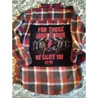 Acdc Custom Upcycled Band Flannel Shirt - Made To Order Concert Outfit Rock & Roll | Etsy (US)