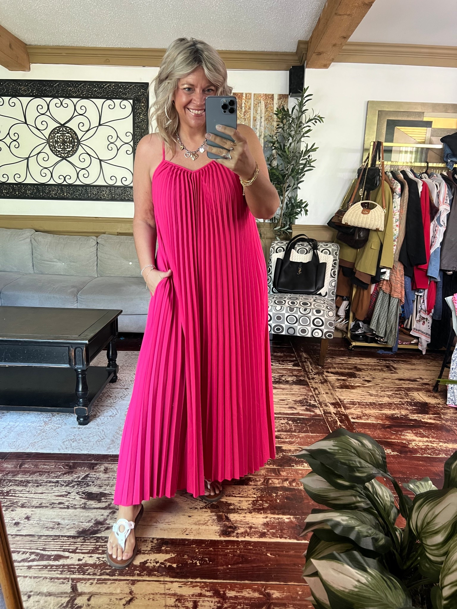 Summer pleated maxi dress with pockets, special event dress- size large 

#LTKWedding #LTKSummerEdit #LTKMidsize