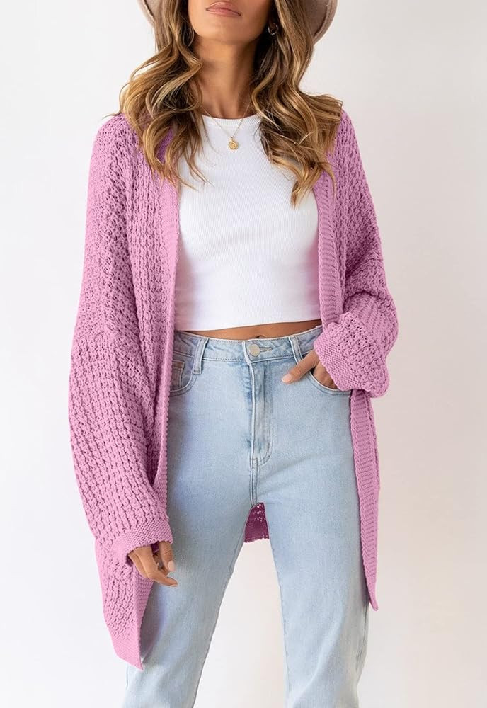 ZESICA Women's Long Batwing Sleeve Open Front Chunky Knit Cardigan Sweater | Amazon (US)