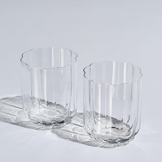 Flower Vintage Glass Stemless Highball - Set of 2-13 oz Colorful Cocktail, Wine, Water, Martini G... | Amazon (US)