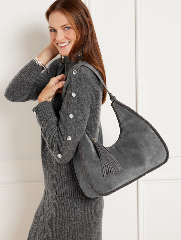 Shearling Suede Hobo Bag | Talbots