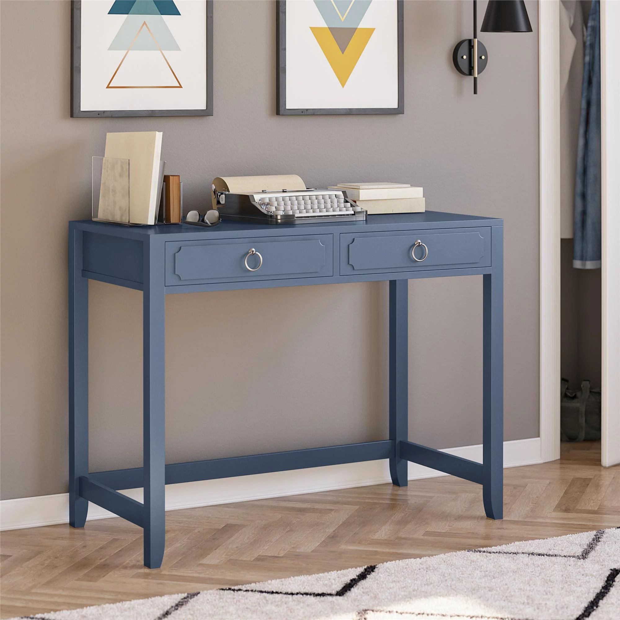 Novogratz Her Majesty 2 Drawer Writing Desk, Blue | Walmart (US)