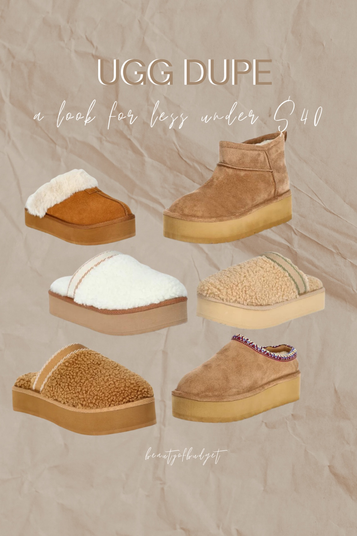 Fall shoes for less!

Ugg dupes
Walmart finds
Slip on clogs
Platform mules


#LTKFindsUnder50 #LTKShoeCrush #LTKBacktoSchool