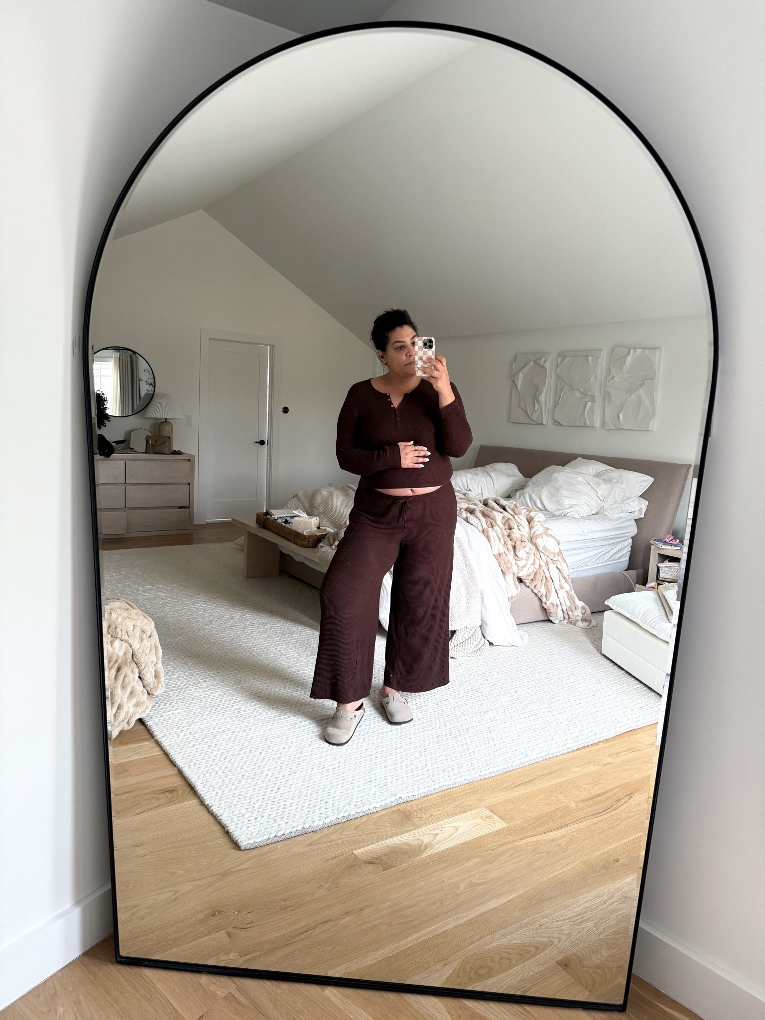 midsize comfy ootd 1/13/26 — didn’t feel good today, so this two piece ribbed set from target Auden line is SO soft! I’m 5’9” size 12/XL & 25 weeks pregnant & I’m wearing a size XXL! Brown may be out of stock but linking other colors 🫶🏽

#LTKootd #LTKBump #LTKMidsize