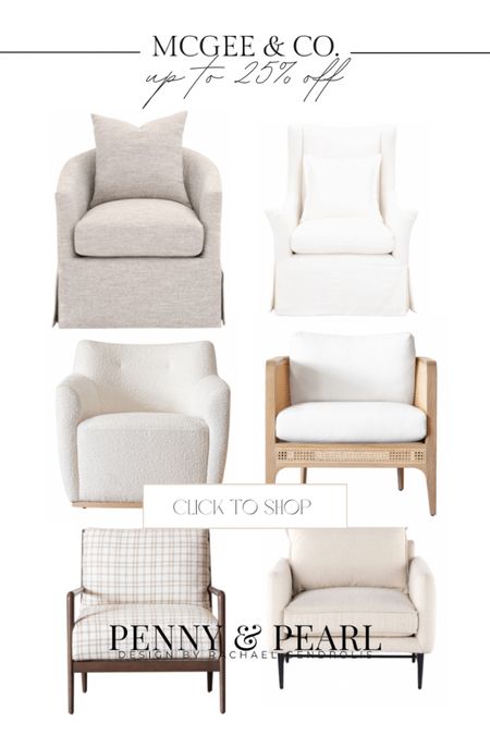 McGee and Co. President’s Day sale is here and everything is up to 25% off! All the prettiest accent chair details- boucle, gingham, linen, cane. Shop my favorites and follow @pennyandpearldesign on LTK, Instagram and Pinterest for more home décor.

Follow my shop @Penny&PearlDesign on the @shop.LTK app to shop this post and get my exclusive app-only content!

#LTKFind #LTKSale #LTKhome