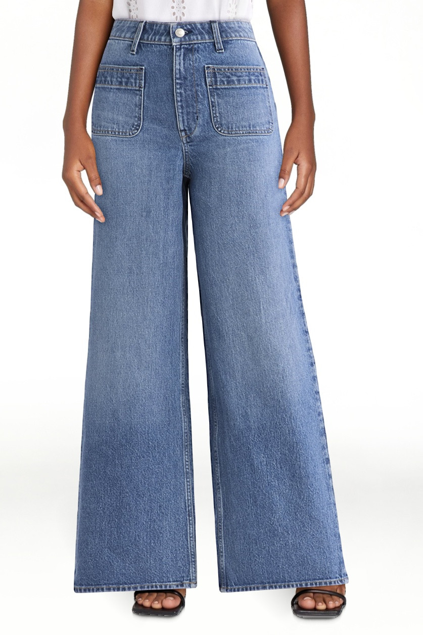 Free Assembly Women's and Women's Plus Wide Leg Jeans with Patch Pockets, 30", 32", and 34" Insea... | Walmart (US)