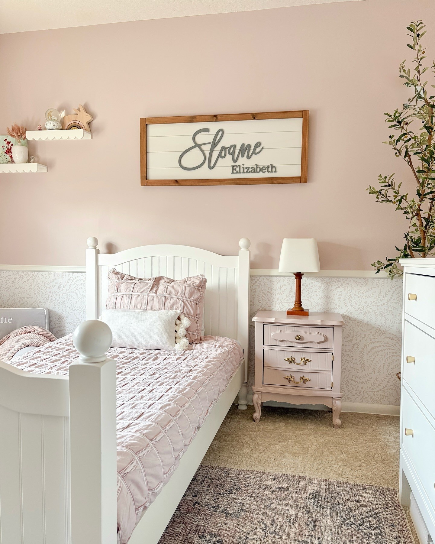 Our sweet girl’s big girl room is officially complete! Blush tones, classic furniture, and subtle patterns create a serene and stylish transition from nursery to big girl room.

#InteriorDesignCommunity #DesignInspo #HomeDecorLover #InteriorAndHome #DesignDetails #HomeGoals
#SpacesWeLove #KidsRoomDecor #BigGirlRoom #KidsRoomInspo #ChildrensRoom #GirlsBedroom #NurseryToBigGirlRoom #RoomMakeover #KidsInterior #ToddlerRoom #LittleGirlsRoom #MyHouseBeautiful #HomeWithKids #ClassicInteriors