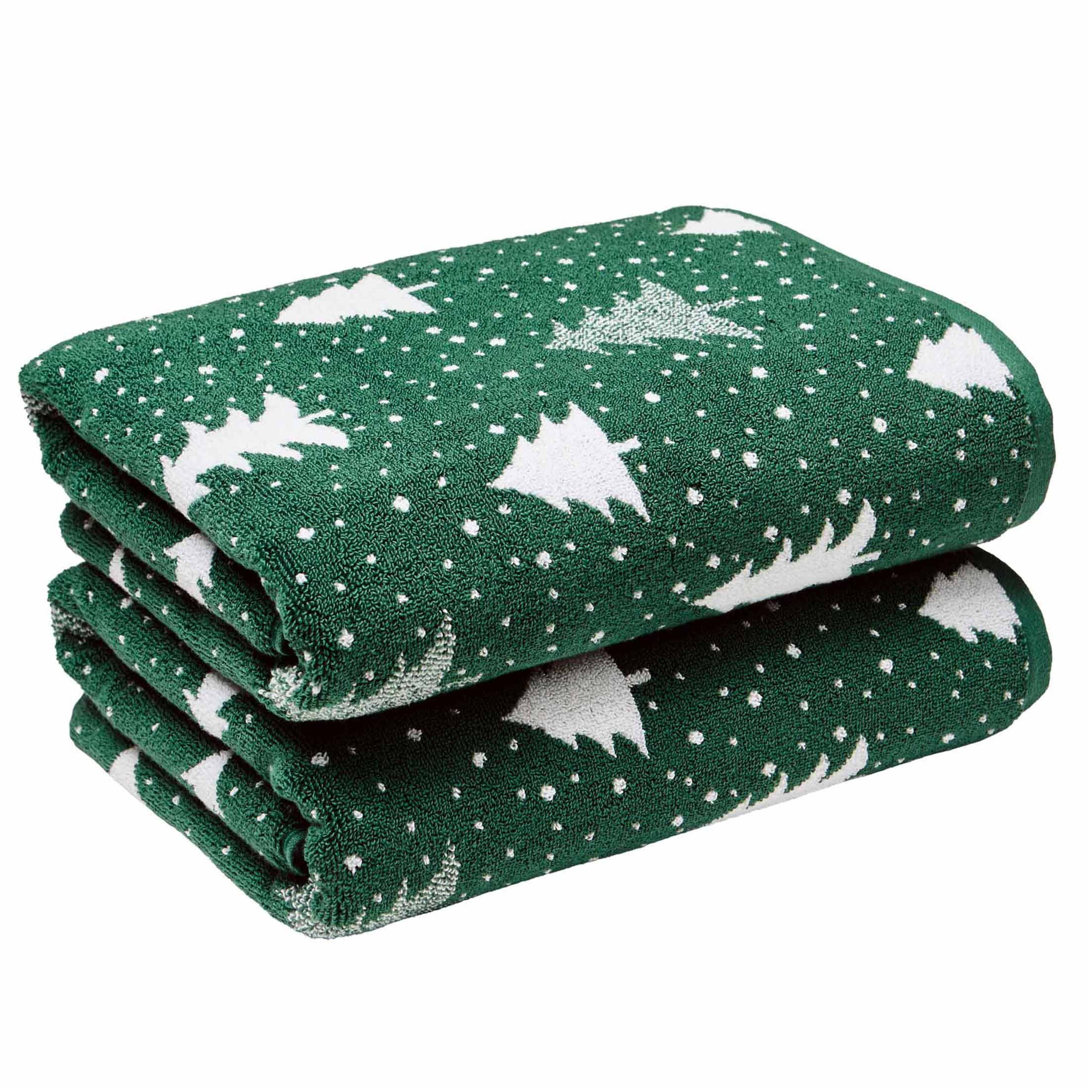 Better Homes & Gardens Holiday 2PK Bath Towel Set, Green Christmas Tree | Walmart (US)