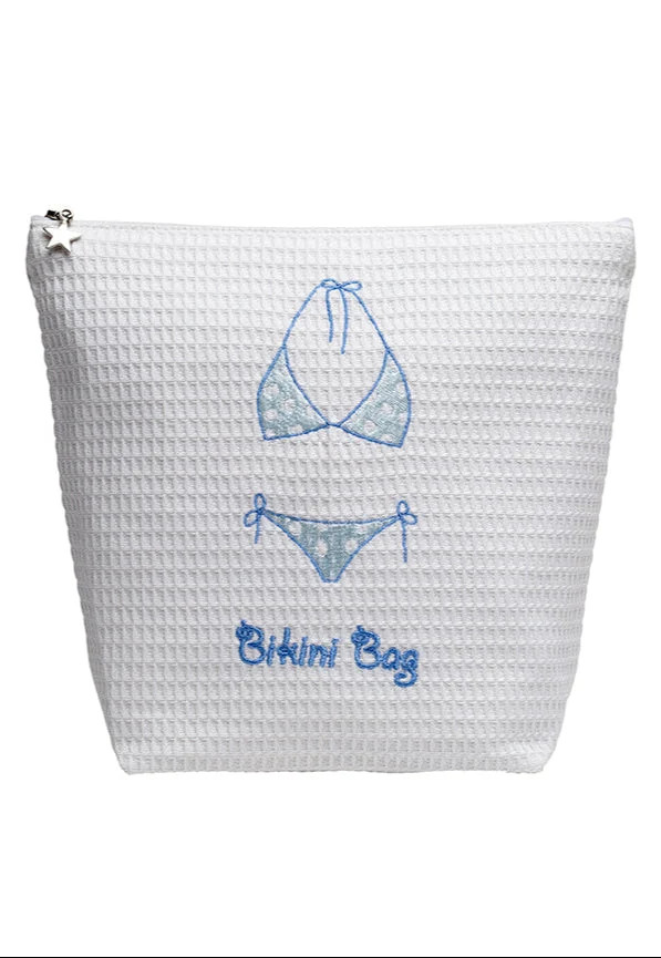 Bikini Bag in White Cotton Waffle Weave | Over The Moon