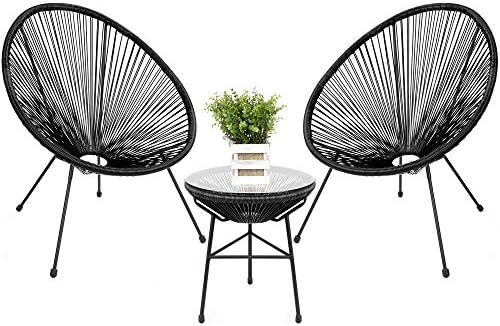 Best Choice Products 3-Piece All-Weather Patio Acapulco Bistro Furniture Set w/Rope, Glass Top Ta... | Amazon (US)