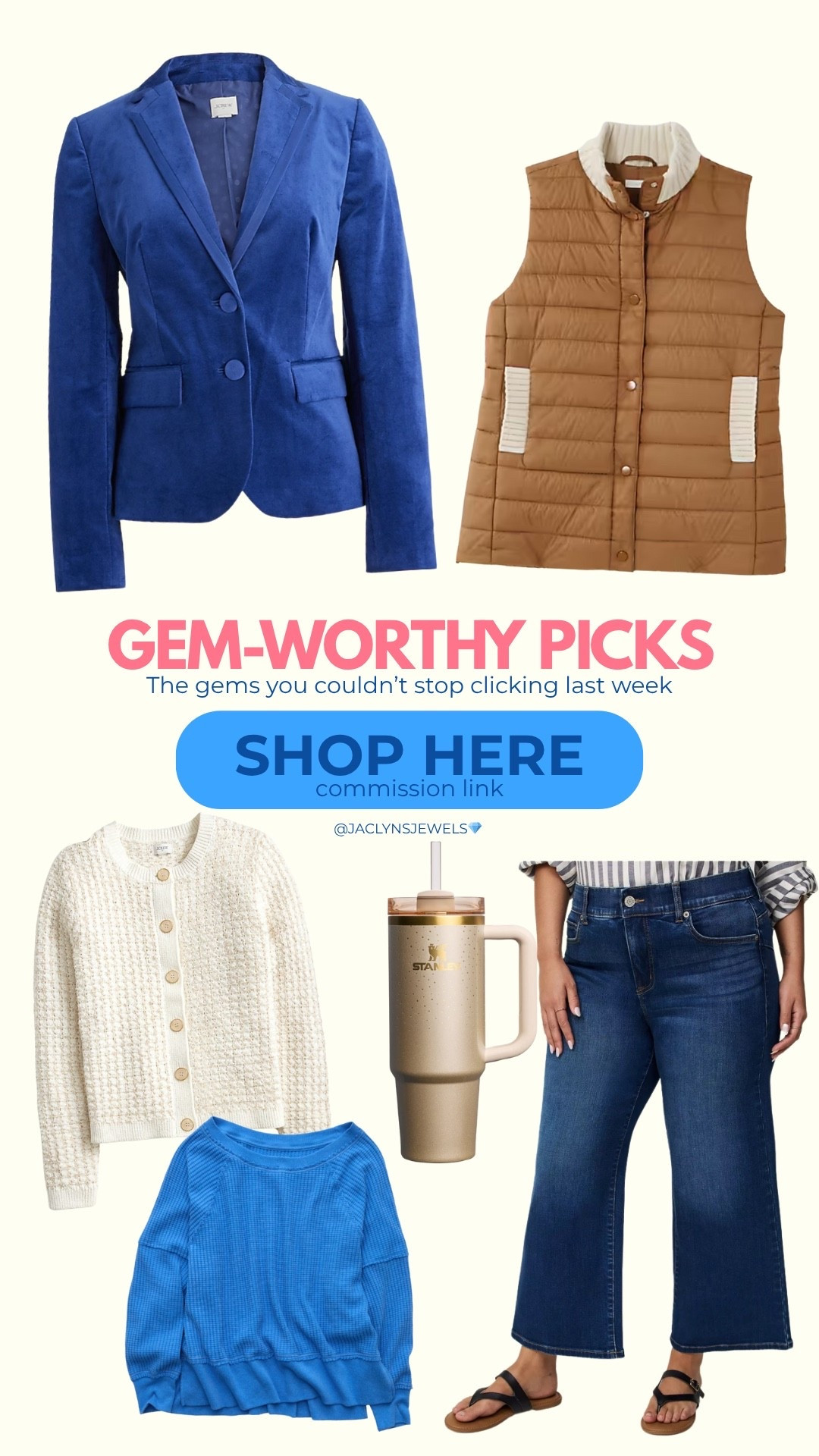 Size down in the jeans — I wear them in a size 16. 

I sized down 2 in the blue shirt — it’s very oversized. 

I have the 30 Oz Stanley, but it’s out of stock. It is available in other sizes and styles. 

#LTKSeasonal #LTKWorkwear #LTKPlusSize