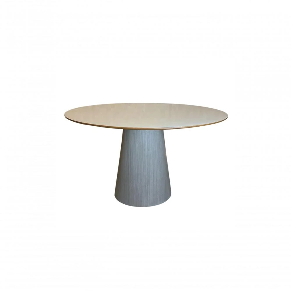 Mesa De Jantar Cone Oval 160X90cm Tampo Laca + Vidro Base Madeira Grigio Branco - Camicado | Camicado (BR)