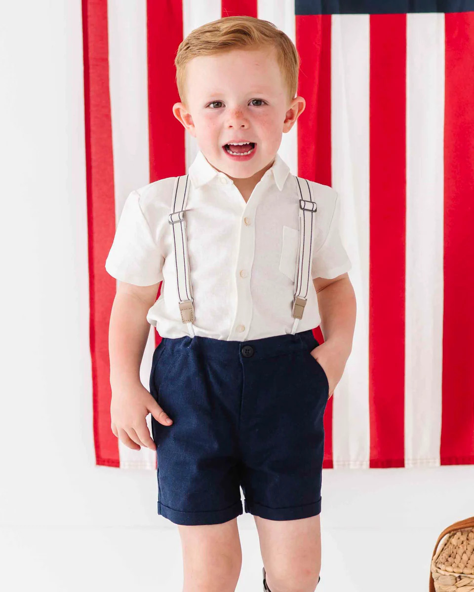 Bamboo Linen Suspender Shorts | Bums & Roses