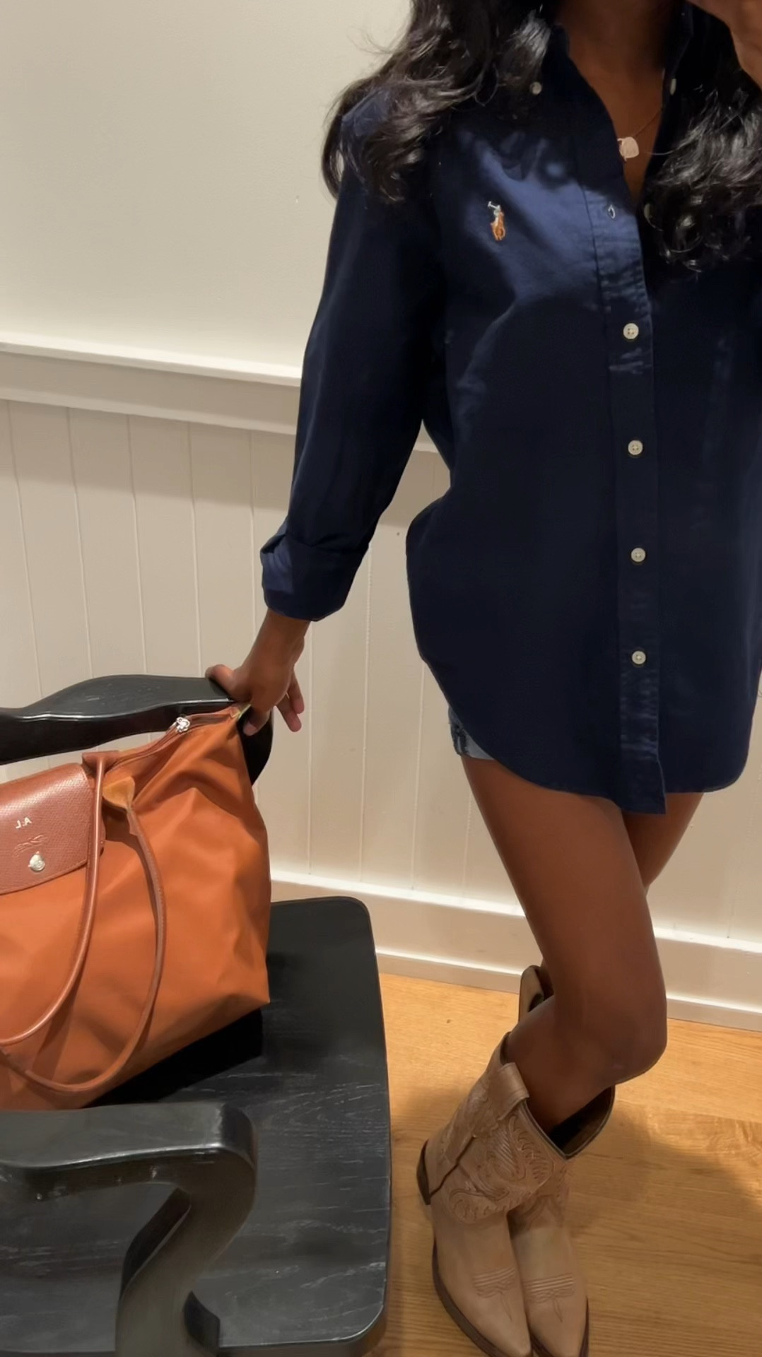 Ralph Lauren Fall outfit idea 👢🤎 stripped polo T-shirt dress paired with embossed longchamp bag 
💼 

#LTKBacktoSchool #LTKStyleTip #LTKShoeCrush