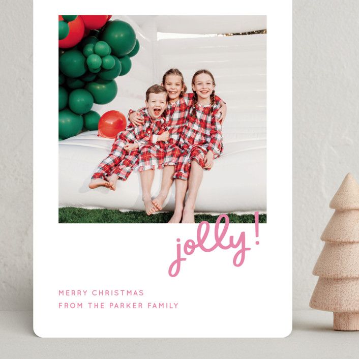 "Jolly Good" - Customizable Grand Holiday Cards in Red by Megan Davis. | Minted