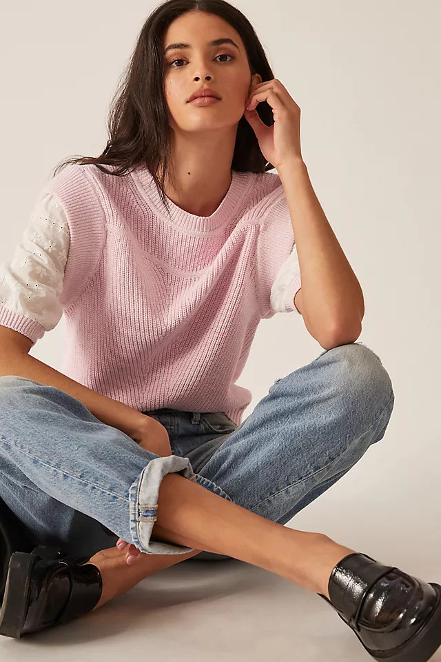 Mixed Media Crewneck Sweater Vest | Anthropologie (US)