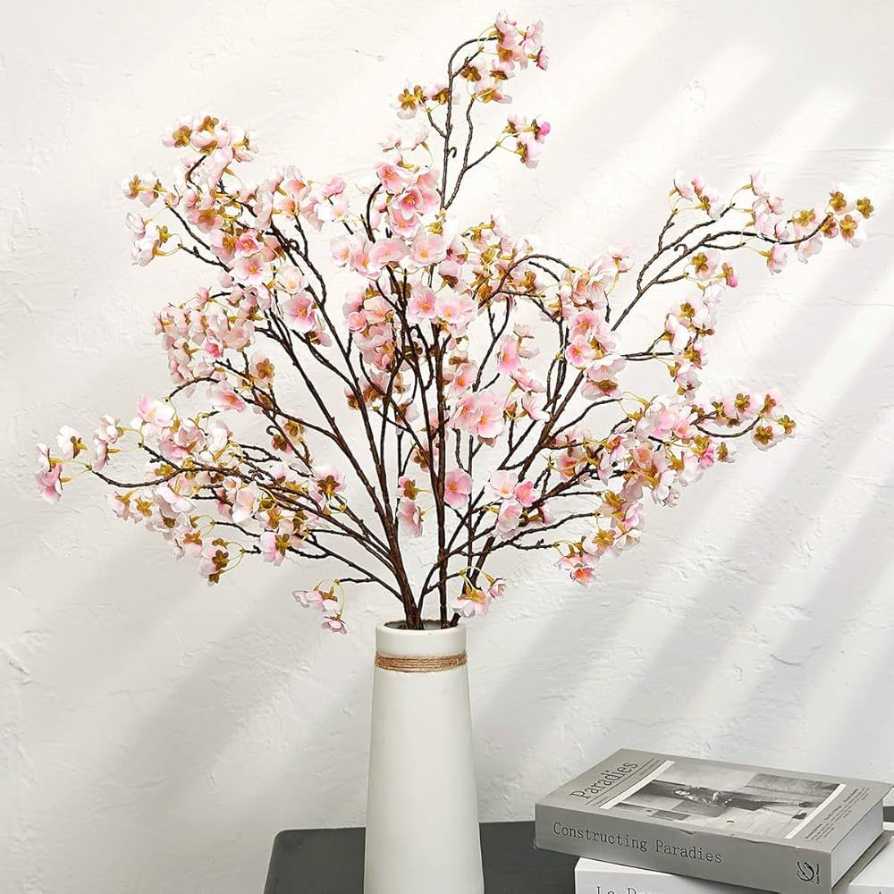 Olivachel Artificial Flowers Faux Plum Cherry Blossom Branches Fake Long Flower Stems for Home We... | Amazon (US)