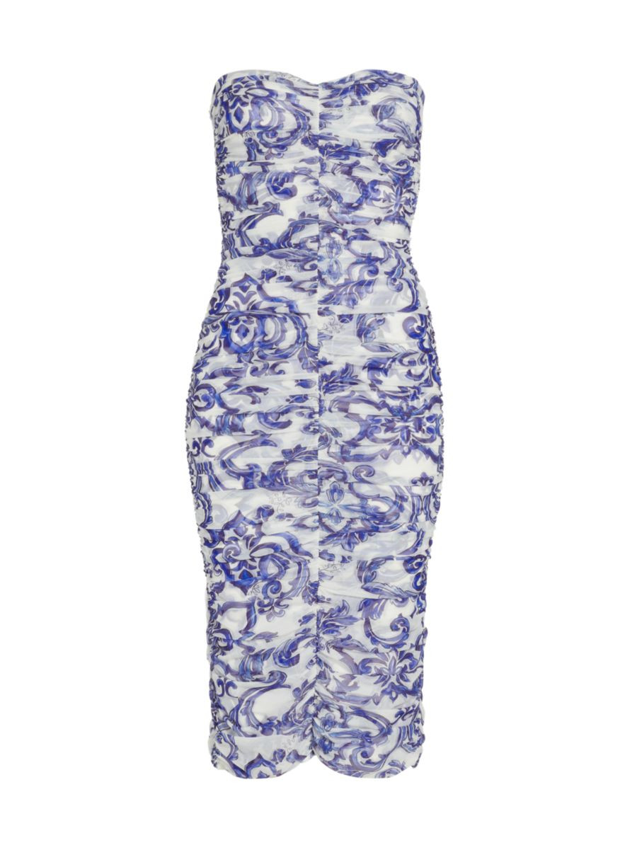 Caprice Strapless Ruched Midi-Dress | Saks Fifth Avenue