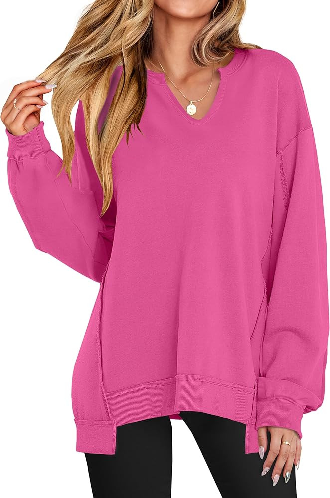 ANRABESS Sweatshirt for Women V-Neck Oversized Fall Outfits | Amazon (US)