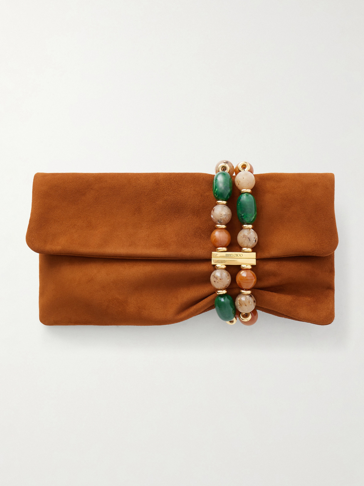 Jimmy Choo - Zandra Beaded Leather Shoulder Clutch - Tan - One size | NET-A-PORTER APAC