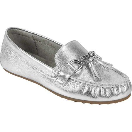 Women s Aerosoles Platinum Soft Drive Loafer Silver Metallic 6.5 M | Walmart (US)