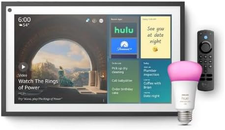 Echo Show 15 | Remote Included | with Philips Hue Smart Color Bulb | Amazon (US)