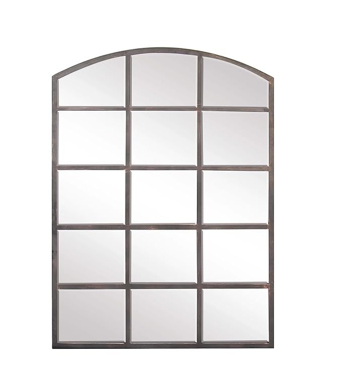 Deco 79 53393 Modern Wood and Iron Arched Window Paneled Glass Wall Mirror, 40" X 30" | Amazon (US)