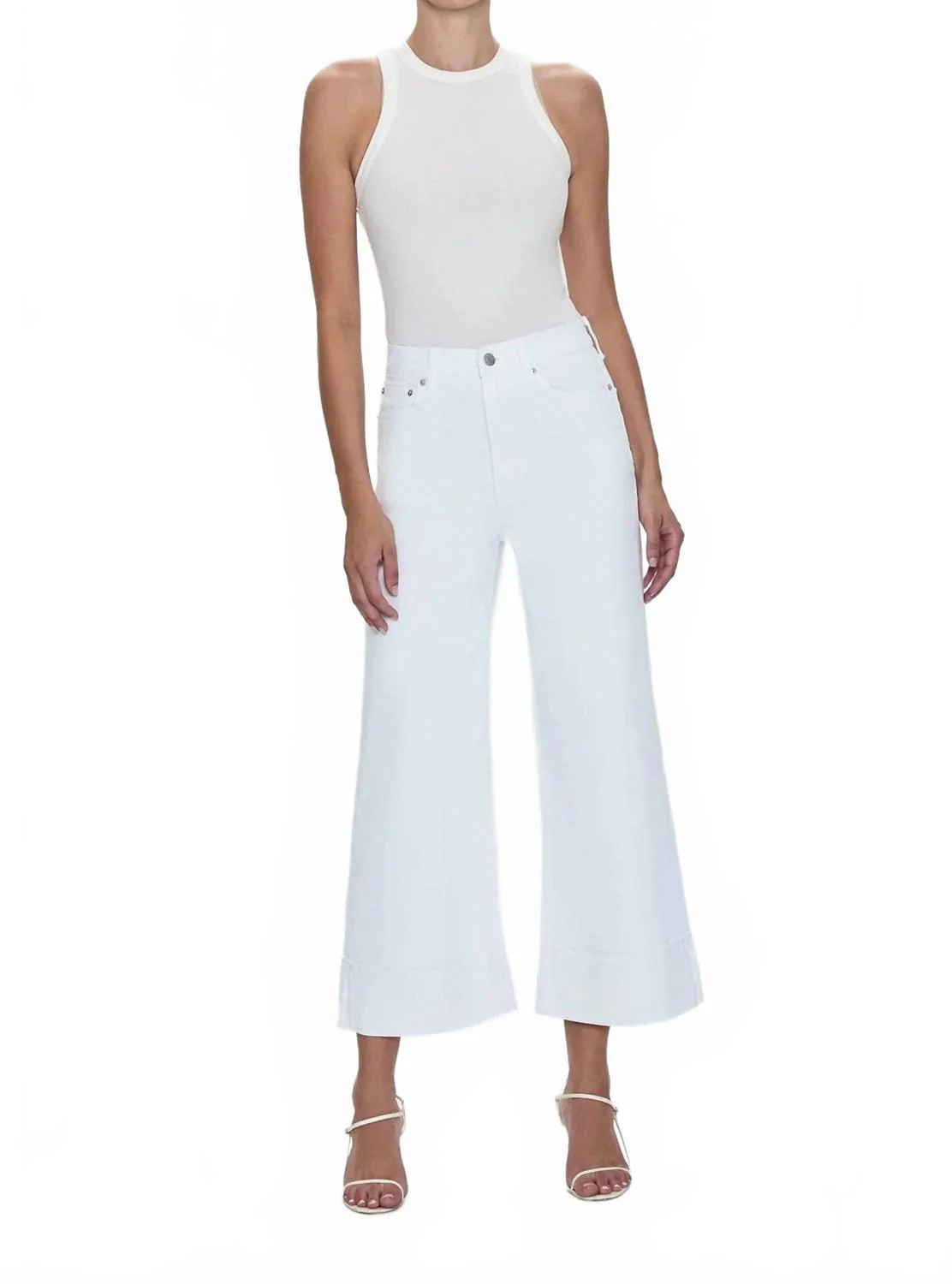 Lana Crop With Cuff High Rise Ultra Wide Leg Jean In Vivid White | Shop Simon