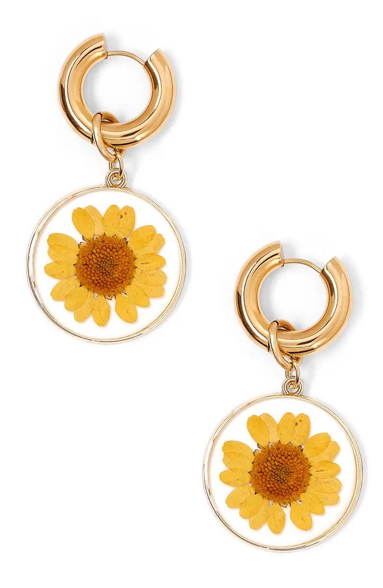 Tess + Tricia Daisy Drop Huggie Hoop Earrings | Nordstrom | Nordstrom