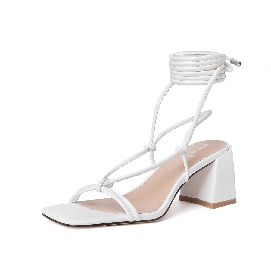 vivianly Women's Lace Up Chunky Heel Sandals Strappy Straps Ankle Wrap Heels | Amazon (US)
