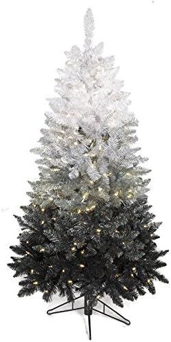 SilksAreForever 5'Hx34 W Ombre Tinsel & PVC LED Lighted Artificial Christmas Tree w/Stand -Black/... | Amazon (US)