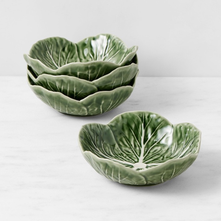 Bordallo Pinheiro Cabbage Cereal Bowls, Set of 4        $120 | Williams-Sonoma